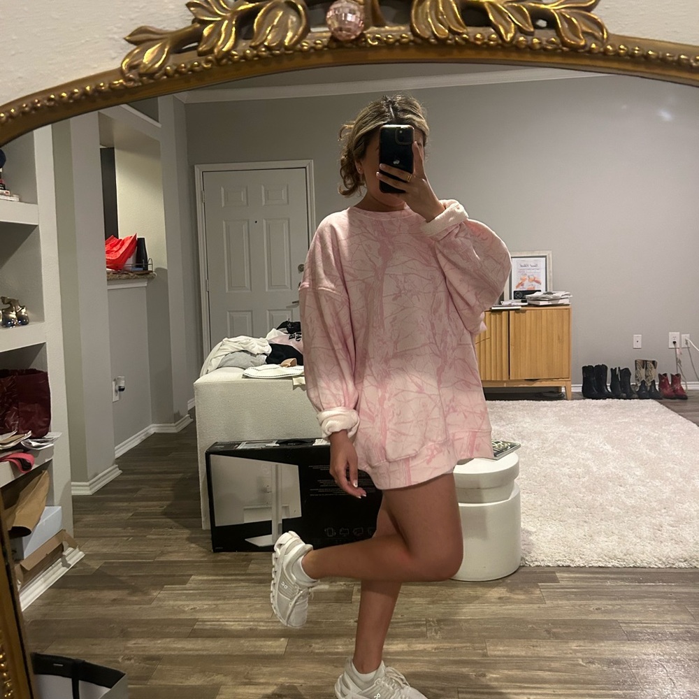 $80 v mmo Dairy Boy pink camo sweater